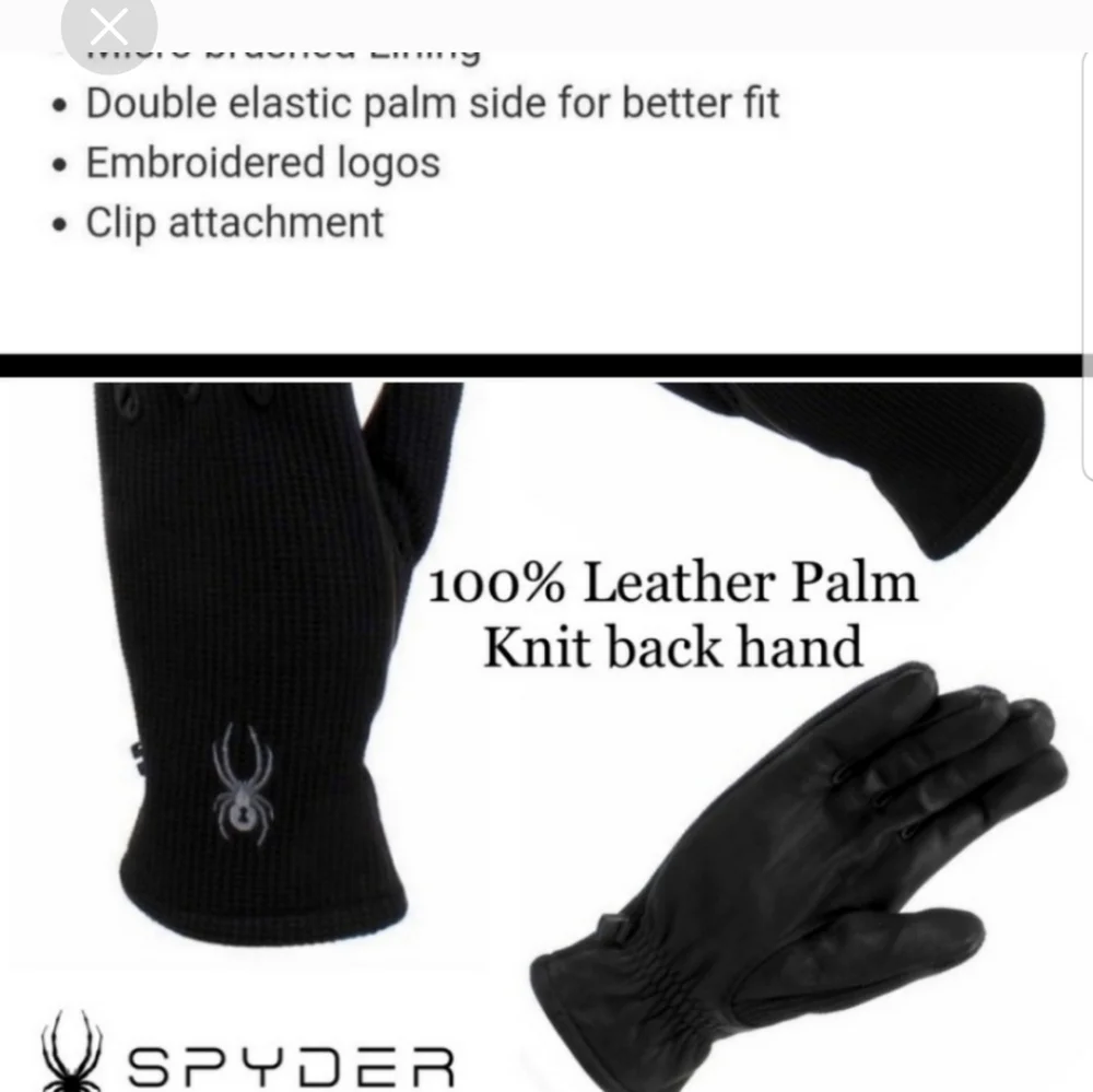 Spyder 100% leather palm gloves 1 PAIR pick medium - Picture 5 of 6